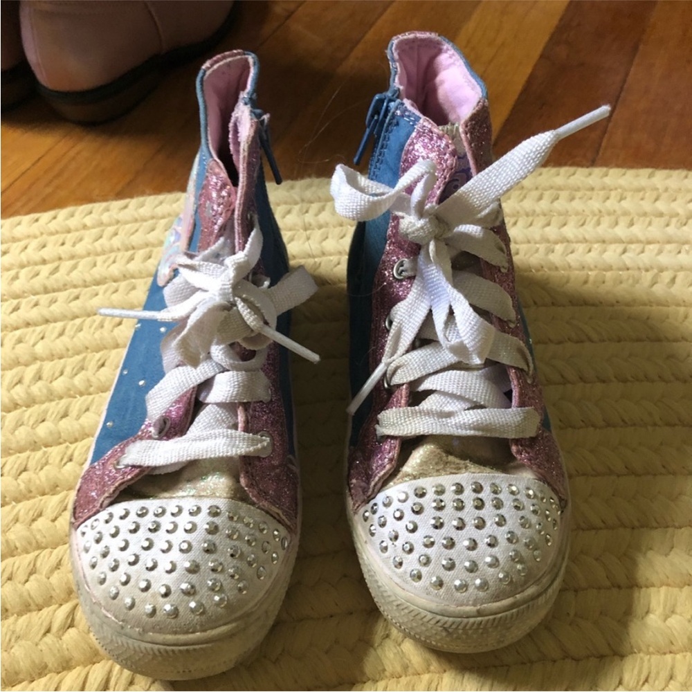 Skechers Glittery Pink and Blue Kids Sneakers